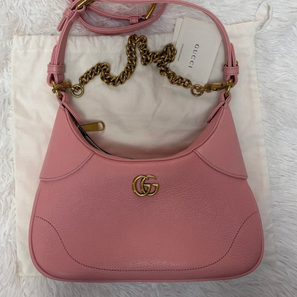GUCCI Goatskin Small Aphrodite Shoulder Bag in Wild Rose